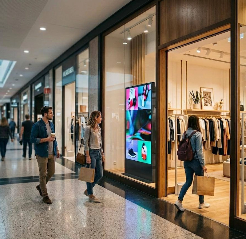 Ecrã LED numa galeria comercial