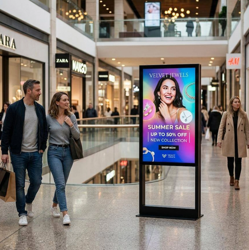 Mupi LED para interior em espaço comercial
